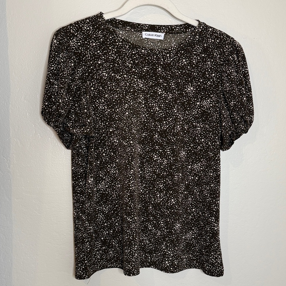Calvin Klein | Brown and Cream Polka Dot Blouse